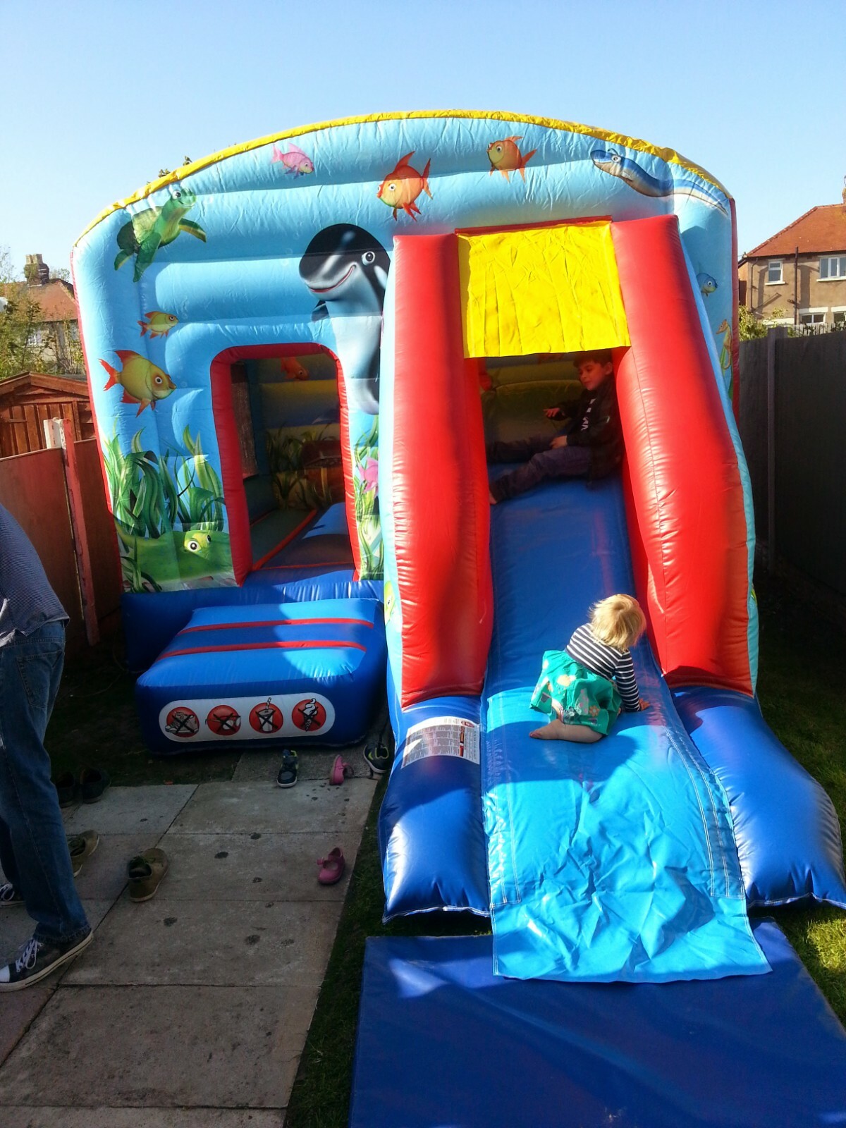 bouncy castle pool and slide