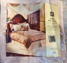 New Linens-N-Things Ivory Bella Beaded Bed Tent Canopy Fits Twin-King Beds
