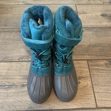 Lands End Boots Girls 6 62830 Blue Winter Lace Up Round Toe Mid Calf Waterproof