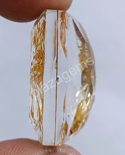 Cojín 41.45 CT Goldan Cuarzo Rutilado Certificado Transparente Gemas Sueltas 5NI - Imagen 6 de 8