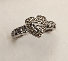 Natural Round Diamond Accent Heart Engagement Promise Ring 10k Solid Gold Size 5