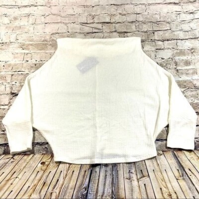 Fashion Nova Blouse Womens Large White Amdi Long Sleeve Top Cow Neck