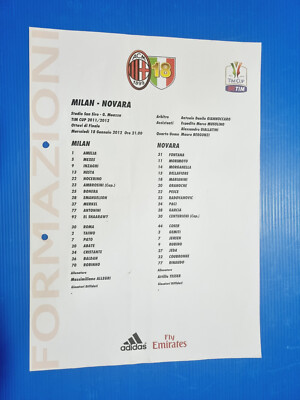 Offizielle Aufstellung Milan-Novara 18. Januar 2012 Stadion Meazza TIM CUP