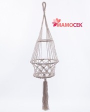 PORTAVASO Fioriera pensile sospensione soffitto rete corda ecrù Ø23 shabby