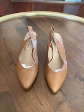Vintage GUCCI Sylvie Slingback Women's Shoes Sz 37.5 Tobacco Leather