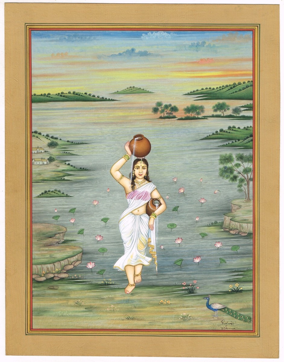 Artery8 Leinwanddruck „Indische Frau Mit Pfau“ – 61x46 Cm, Hochwertiger Canvas, Wandkunst