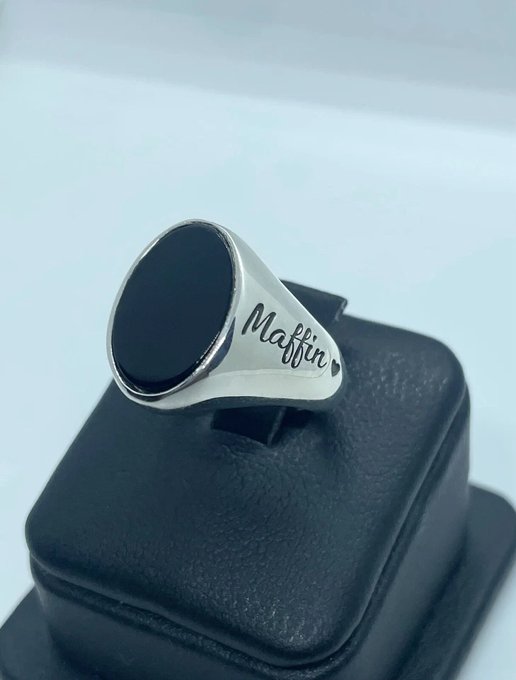 Anello chevalier con pietra onice in argento 925 - Immagine 3 di 4