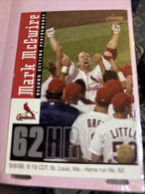1998 Upper Deck Mark McGwire Cardinals Jumbo Record Setting Performance 62 HR