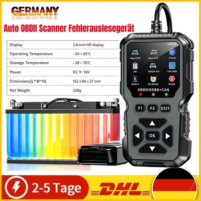 2026 V530 Profi KFZ OBD2 Diagnosegerät Auto OBDII Scanner Fehlerauslesegerät