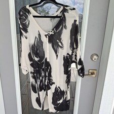 Marla Wynne Black  White Brushstroke Design Duster/Sweater XL NWTags Attached