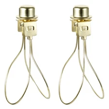 2 x Lamp Shade Light Bulb Clip Adapter with Shade Attaching Finial Top Brass