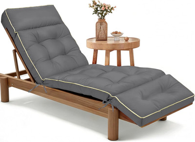 Outdoor Chaise Lounge Cushion Memory Foam 74x22x4 Inch Gray