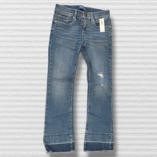 Old Navy Girls Boot Cut Jeans Size 7 Distressed Frayed Hem NWT