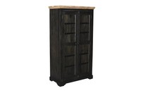 Geschirrschrank Schrank 98X176Cm Massivholz Mango Natur & Schwarz Neu Ovp!!!