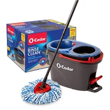 O-Cedar RinseClean Clean Water Spin Mop & Bucket System, Removes 99% of Bacteria