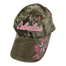 Cabelas Hat Baseball Cap Strap Back Girl Camo Pink Hunting Adjustable Logo READ