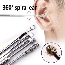 6PCS Ear Pick Cleaning Set Spiral Tool Spoon Ear Wax Cleaner Remover Curette Kit