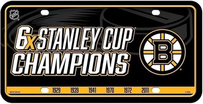 Boston Bruins Metal Auto Tag License Plate, 6-Time Stanley Cup Champions,...