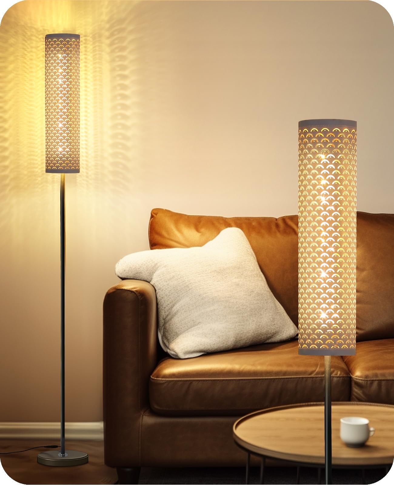 Industrial Modern Dimmable Floor Lamp for Living Room Tall Standing Light