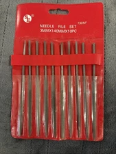 New! SE 10 Piece Needle File Set 3mm x 140mm In Red Pouch, 730NF, NOS