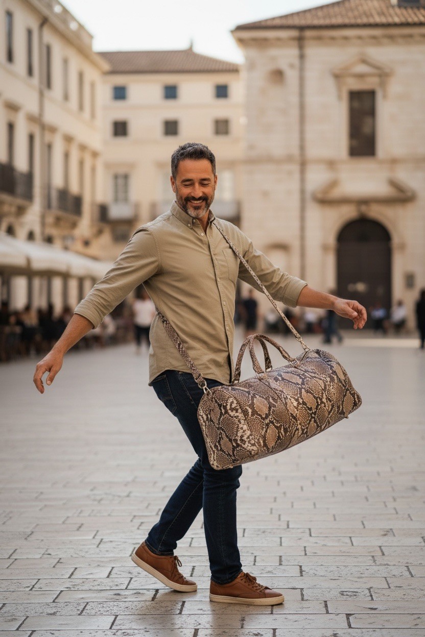 Hand Made Python Duffle Bag - image 3