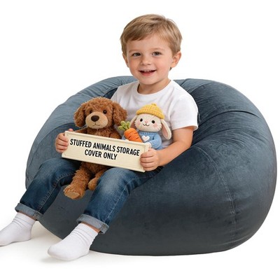 Animals Storage Bean Bag Chair Cover for and Toddlers, Cozy Velvet Plush Orga...