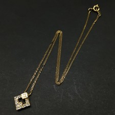 EGA GIVENCHY G Logo Rhinestone Gold Tone Pendant Necklace/6BL0608