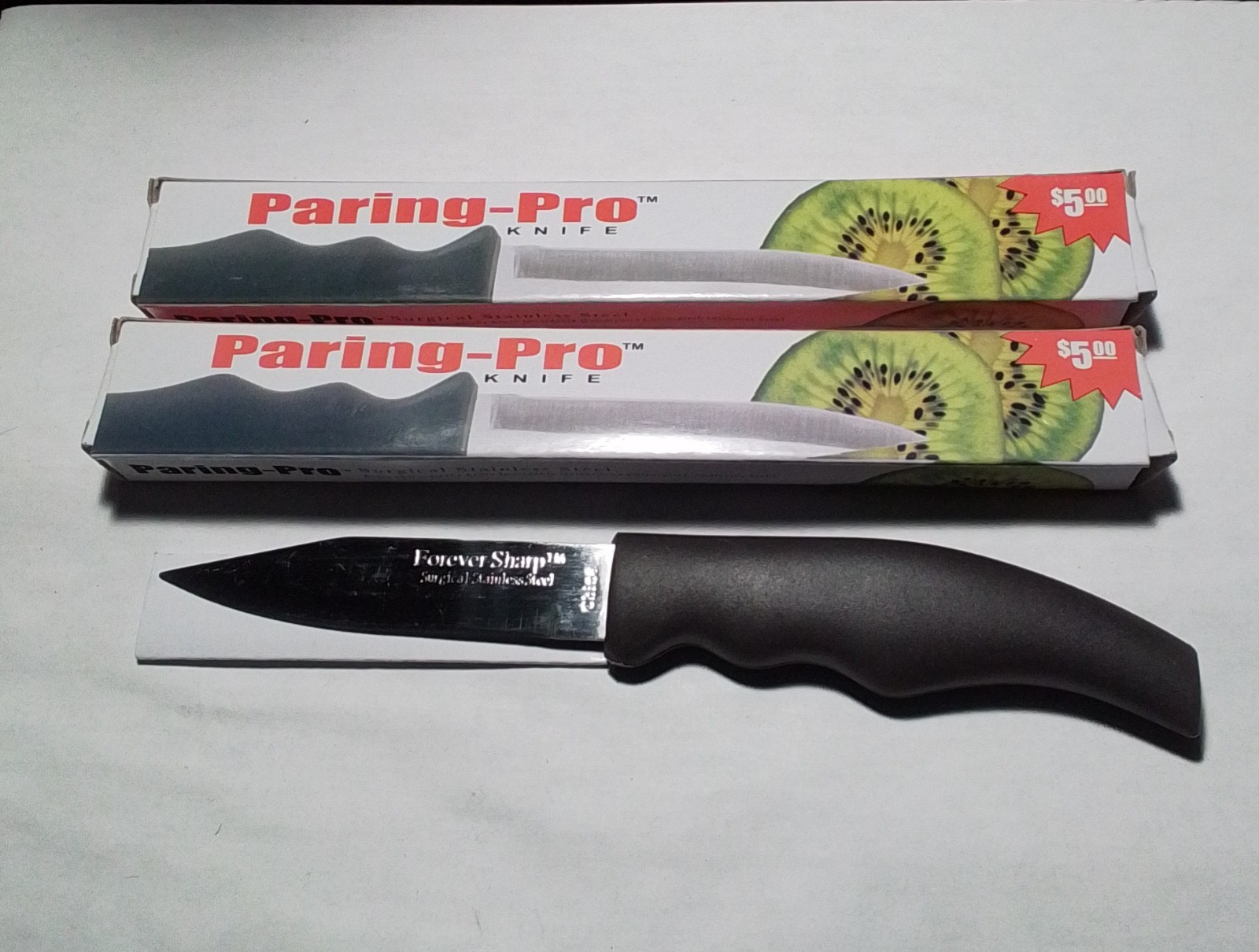 2 Paring Pro Forever Sharp Knife Surgical Steel Stainless 3in New In Box