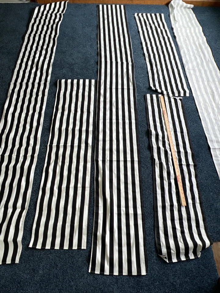 Paneles con dobladillo rayas negras/blancas 2 tamaños:: (3) 104”x13”, (3) 49”x13” algodón nítido Foto 2 de 4