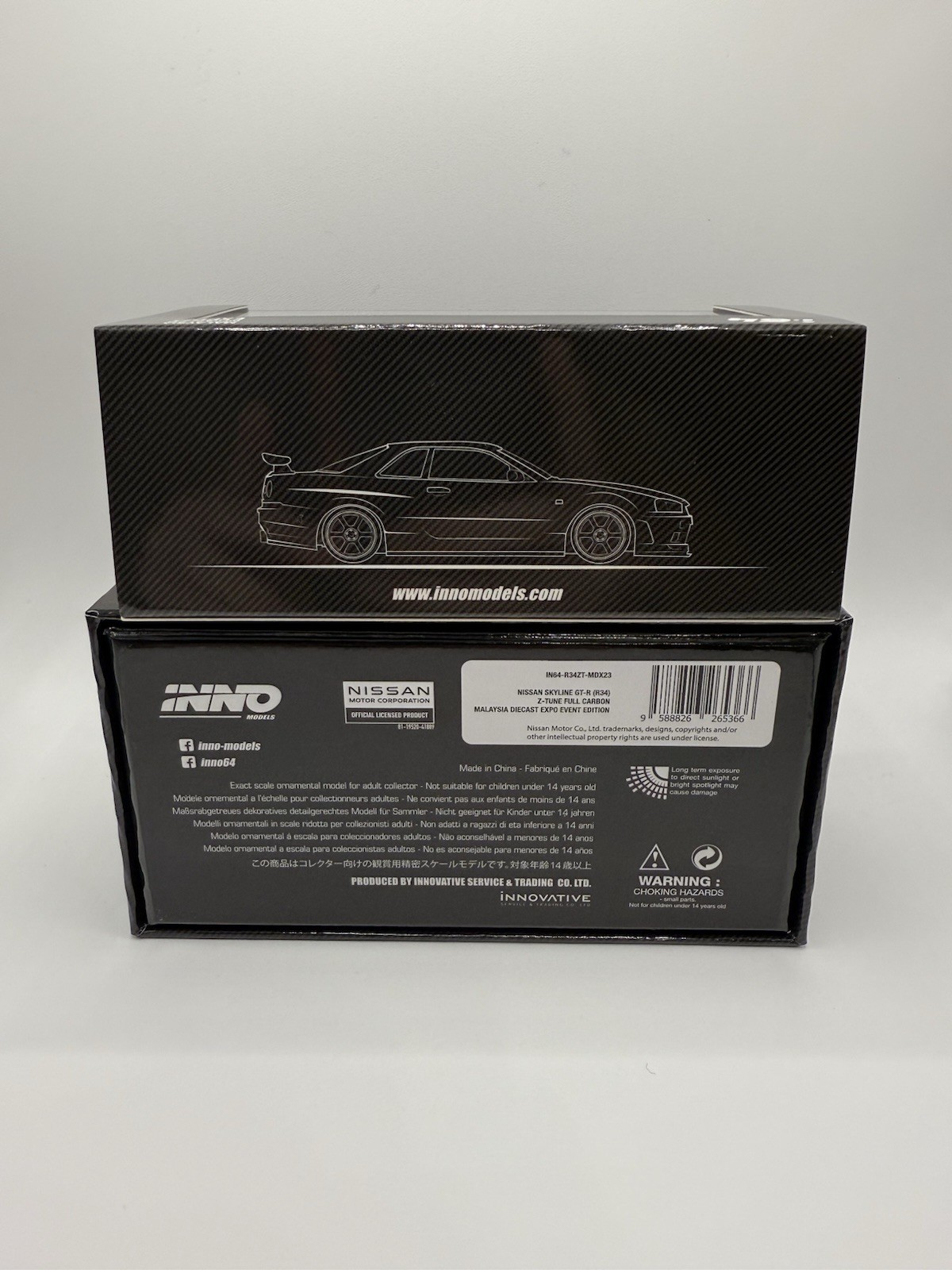 INNO64 1:64 Nissan Skyline GT-R R34 Z-TUNE Full Carbon Black MALAYSIA EXPO EVENT