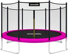 SereneLife 10 ft Outdoor Trampoline with Safety Net Enclosure for Backyard Fu...
