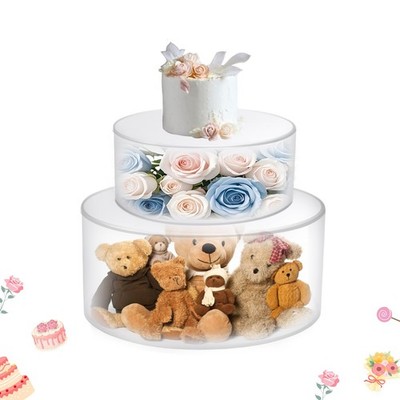 2Pcs Acrylic Cake Display Stand 6'' 10'' Round 2 Tier Clear Cylinder Cake Box...