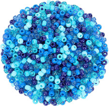 Blue Pony Beads, 1200Pcs Glitter Blue Pony Beads Bulk for Crafts Hair Hanukkah F