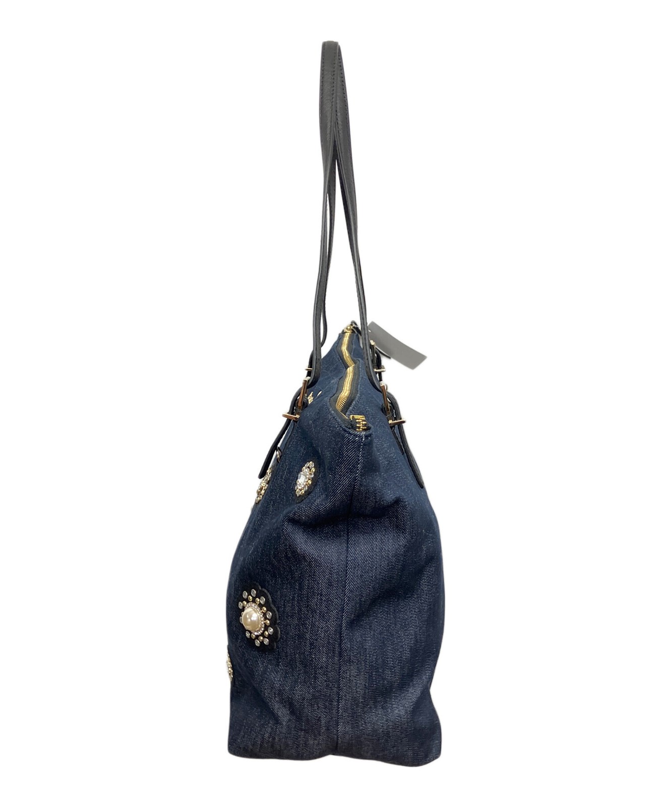 Kate Spade Navy Leather Tote Bag Women Used Authentic thumbnail 3