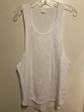 Unbranded Mens Tank Top Size Large US Slim Fit White Deep Arms NWOT