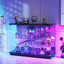 RGB Glass Display Cabinet with Lock, Motion Sensor Display Case for Figures