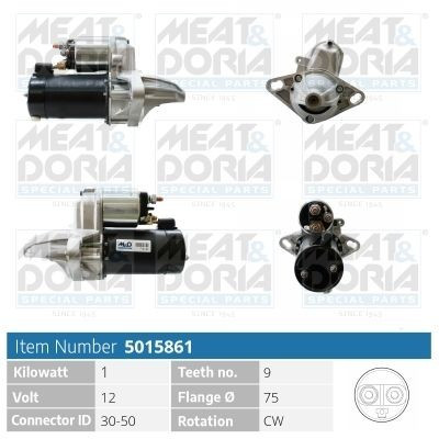 MEAT & DORIA 5015861 Starter Anlasser 1kW für HONDA CIVIC VI Hatchback (EJ, EK)
