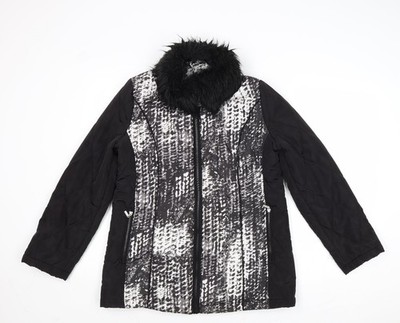 Anna Rose Damen Jacke schwarz geometrisches Muster Größe S Reißverschluss