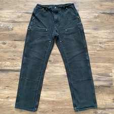 Carhartt B01 BLK Double Knee Work Pants Mens 34x34 Fits 33x33 Distressed