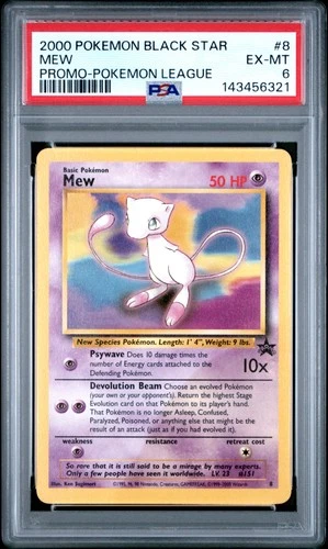 2000 POKEMON PROMO BLACK STAR POKEMON LEAGUE #8 MEW PSA 6