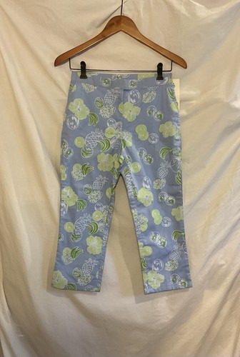 Lilly Pulitzer Girls Size 14 Blue Green Tropical Pattern Crop Pants NWT - Picture 1 of 11