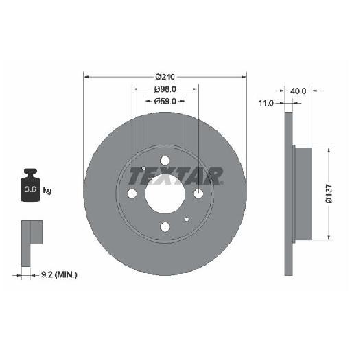 2X Bremsscheibe Hinten FüR Fiat Bravo 182 2.0 95 Bis 01 Textar QualitäT Teil-image