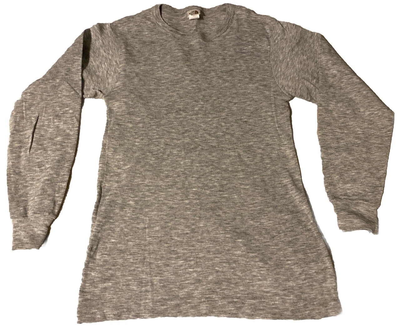 VTG The North Face Heather Gray Long Sleeve Base Layer Shirt SZ L 80s 90s SS