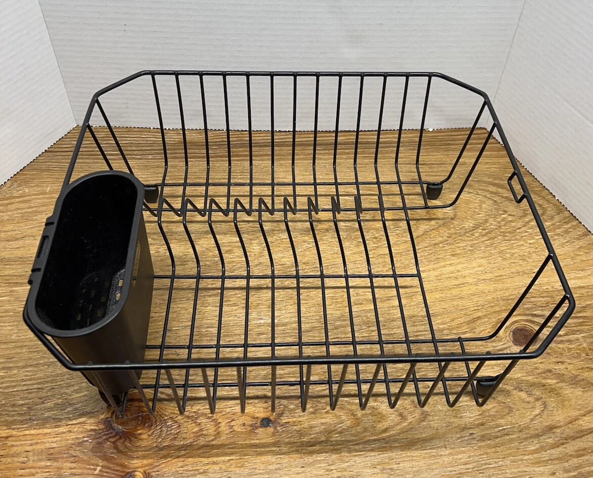 VINTAGE COATED WIRE DISH DRAINER DRYING RACK 14 X 12 RUBBERMAID Black