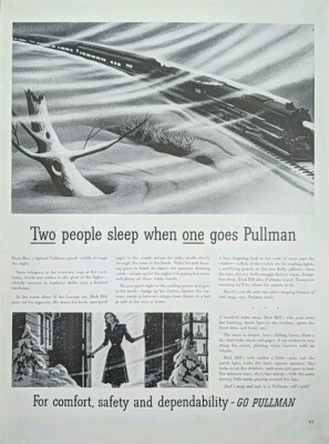 1943 Vintage Pullman Standard Print Ad, Trains, Railroad Sleeper Coach