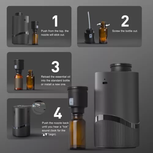 New Portable Essential Oil Diffuser Waterless & Rechargeable For Car Home Office - Picture 15 of 19