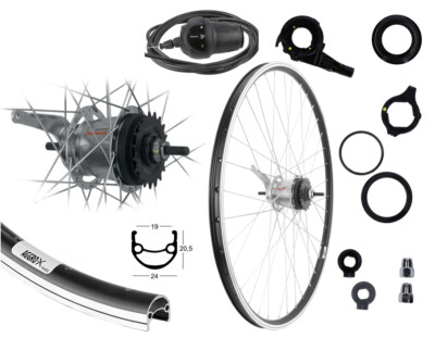 28'' Hinterrad Shimano schwarz 7 Gang Nexus Nabenschaltung mit Rücktritt+Zubehör