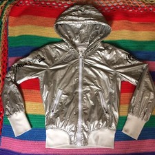 Size S Diesel Silver Liquid Space Large Hood Jacket