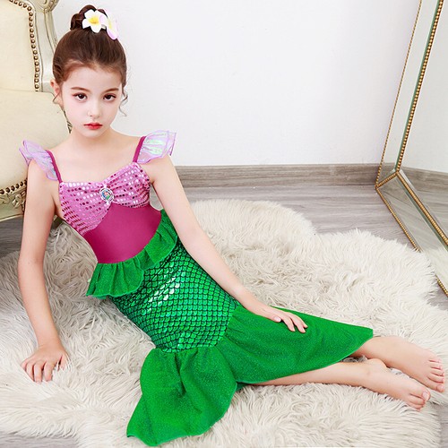 Kids Toddler Girls Halloween Fancy Dress Cosplay Costume Mermaid Princess Dress - Foto 9 di 26