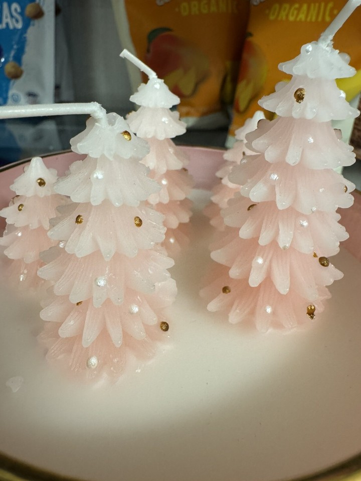Pink Christmas Tree Candle Set Of 2 Viral on TikTok eBay